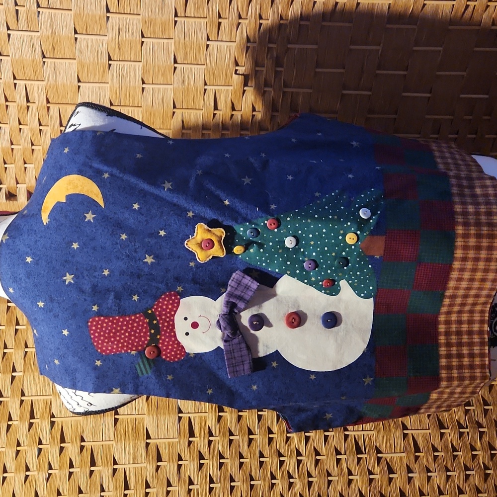 Vintage Double Sided, Festive Christmas, Holiday Vest with Santa Design Sz L - Picture 2 of 7